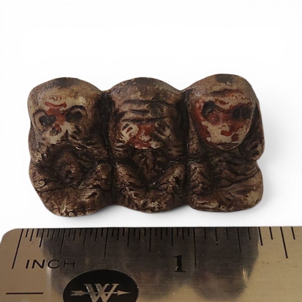 Vintage Three Wise Monkeys Figurine See Hear Speak No Evil Miniature Carving